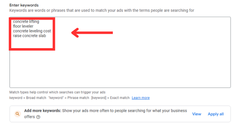 enter keywords