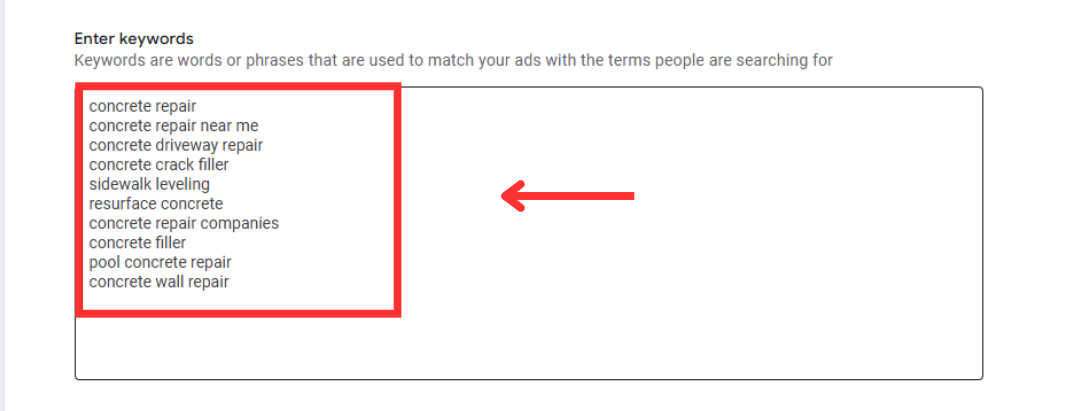 enter keywords 2
