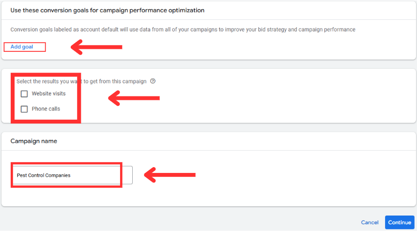 Goals and Campaign Name