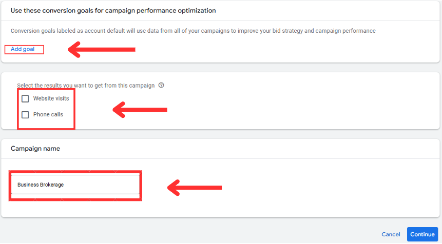 Goals and Campaign Name