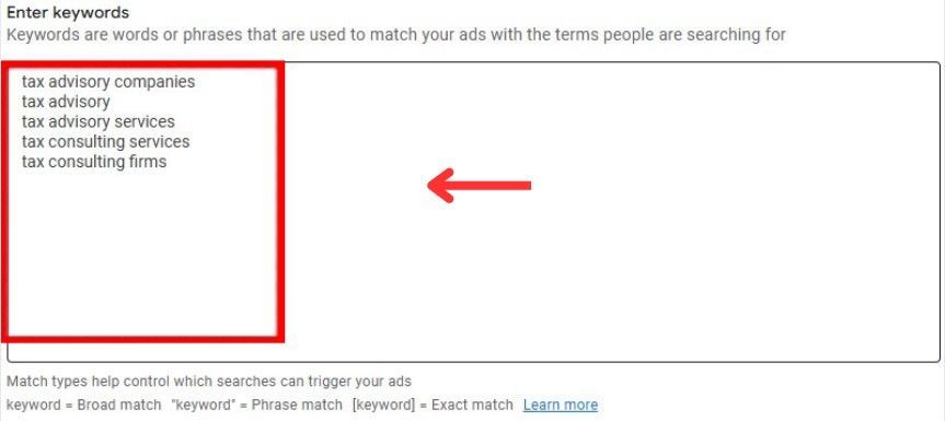 enter keywords