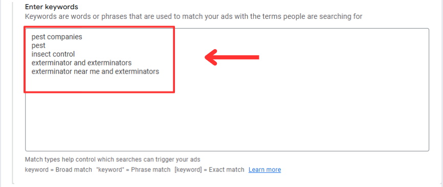 enter keywords