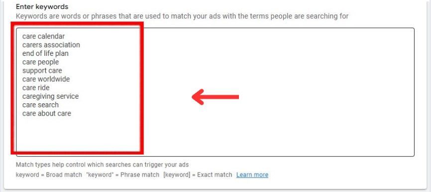 enter keywords