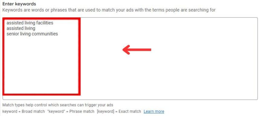 enter keywords