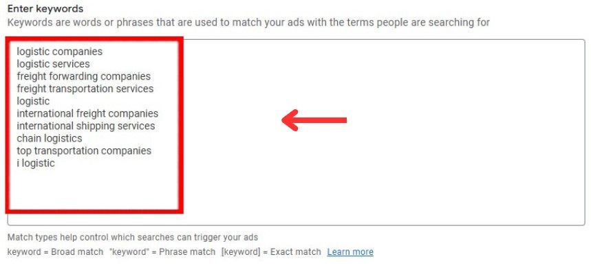 enter keywords