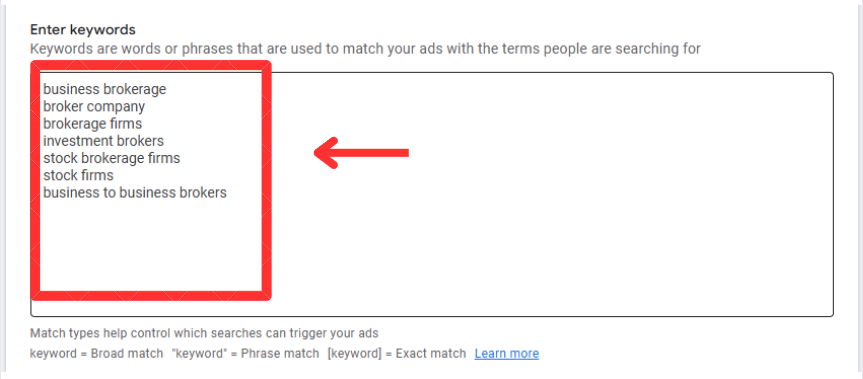 enter keywords