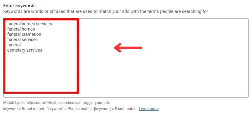enter keywords