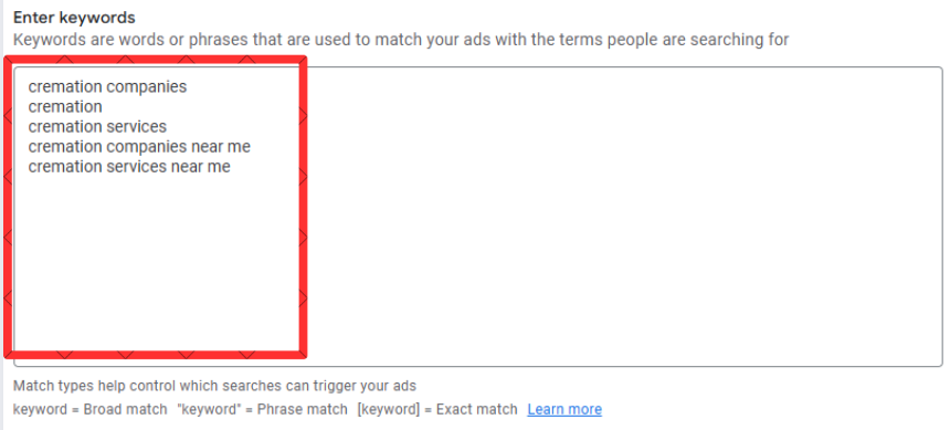 enter keywords