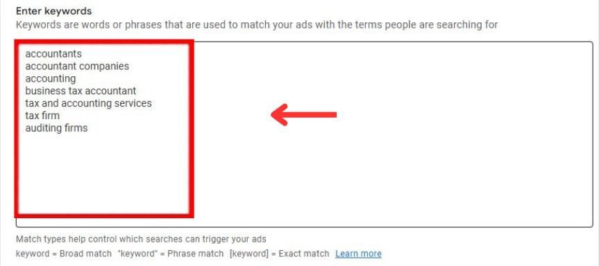 enter keywords