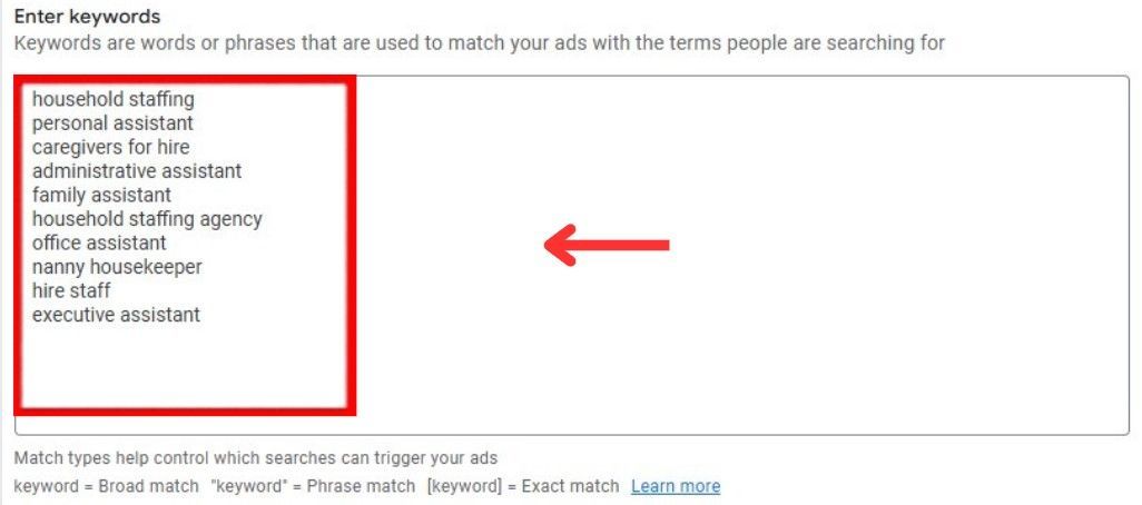 enter keywords