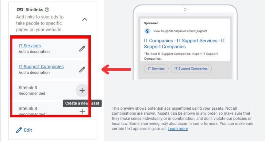 sitelinks it support