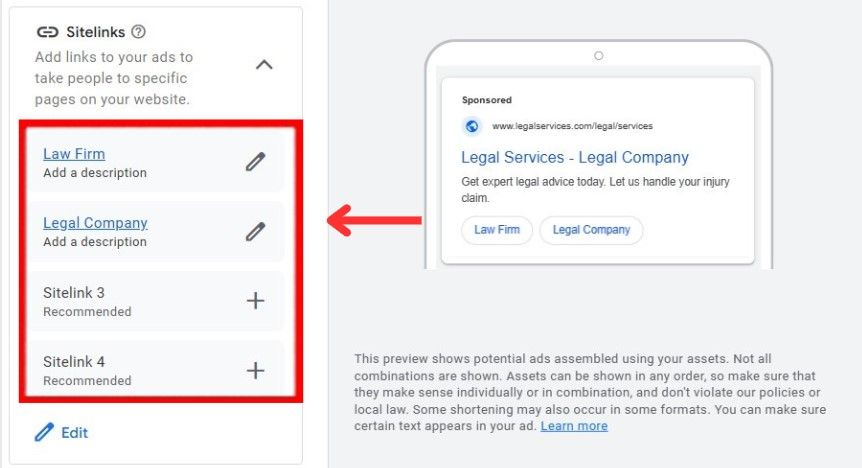 sitelinks legal services