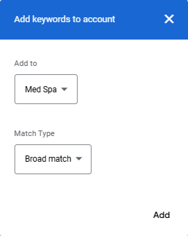 add keywords to account