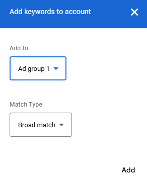 add keywords to account