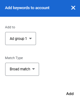 add keywords to account