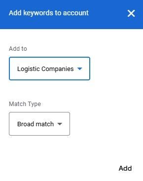 add keywords to account