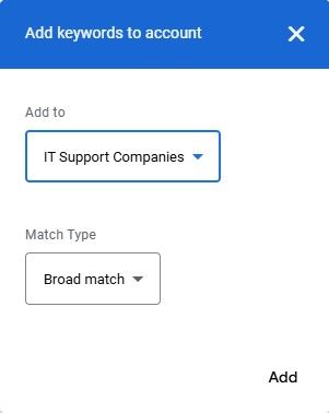 add keywords to account it support