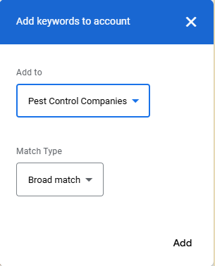 add keywords to account
