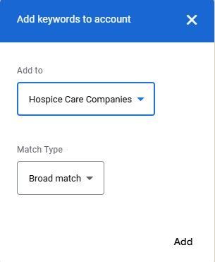 add keywords to account
