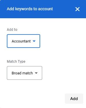 add keywords to account