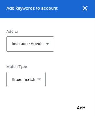 add keywords to account