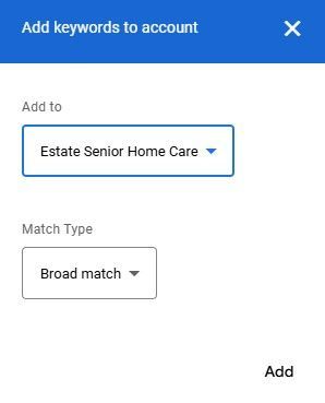 add keywords to account