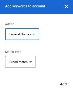 add keywords to account