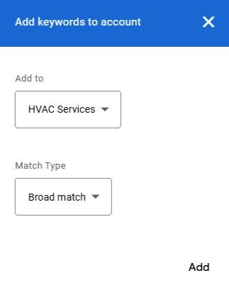 add keywords to account
