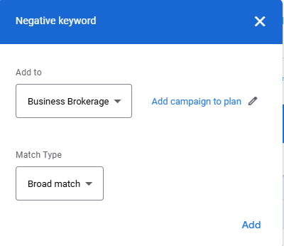 Negative keywords 2