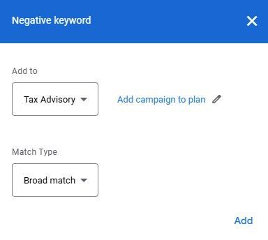 Negative keywords 2
