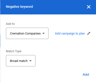 Negative keywords 2