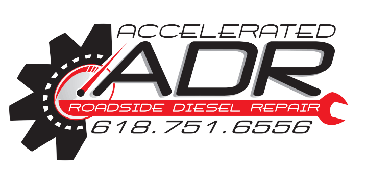 A logo for accelerated adr roadside diesel repair