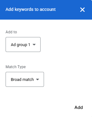 add keywords to account