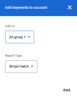 add keywords to account