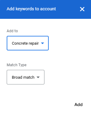 add keywords to account