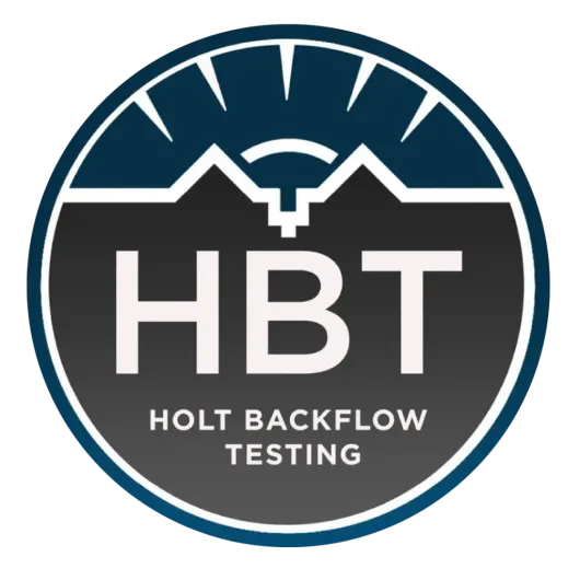 Logo for Holt Backflow Testing, a dark blue and white circular emblem.