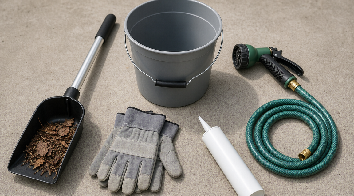 Tools commonly used for eavestrough maintenance
