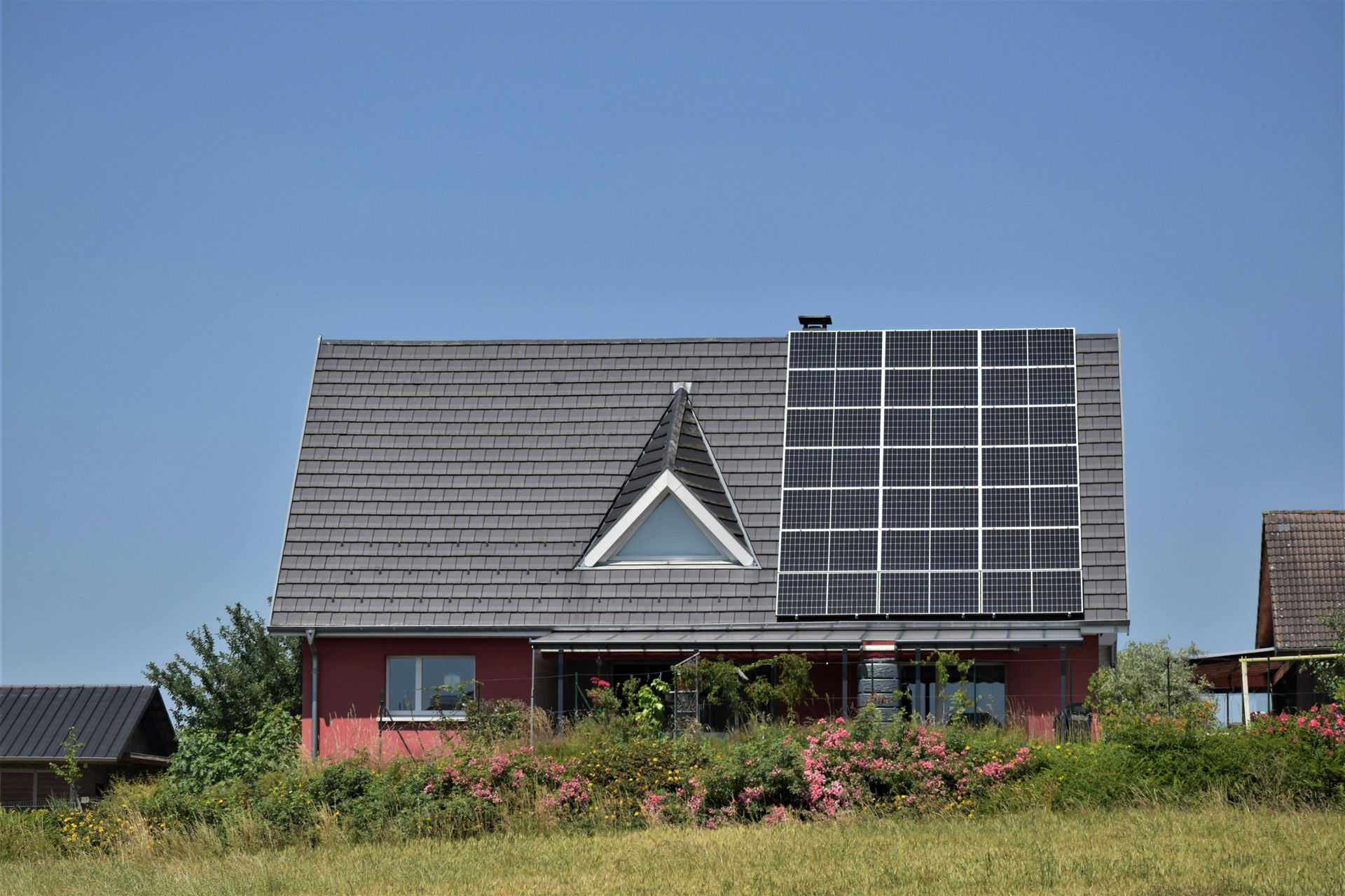 Solar panel installation on a residential roof as part of FHA EEM