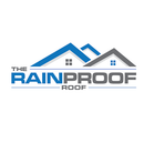 The RainProof Roof logo with blue and gray roofline graphics and bold text