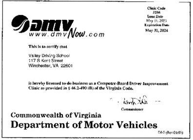 Virginia DMV document Virginia DMV document
