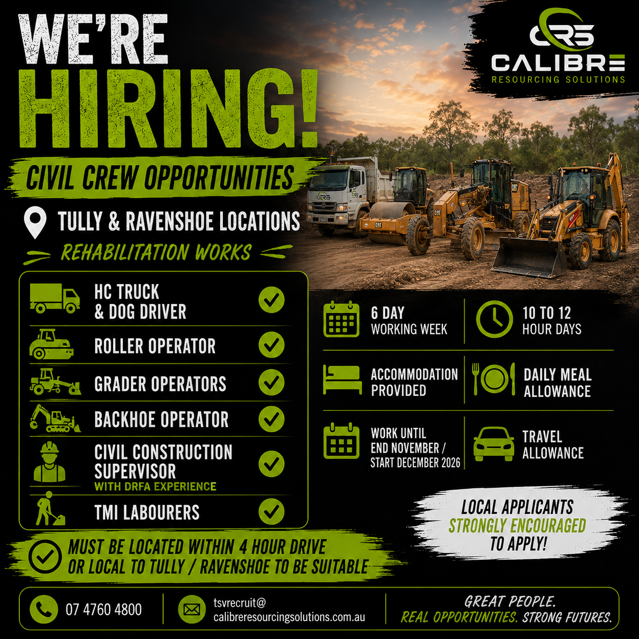 CIVIL CREW OPPORTUNITIES – TULLY & RAVENSHOE