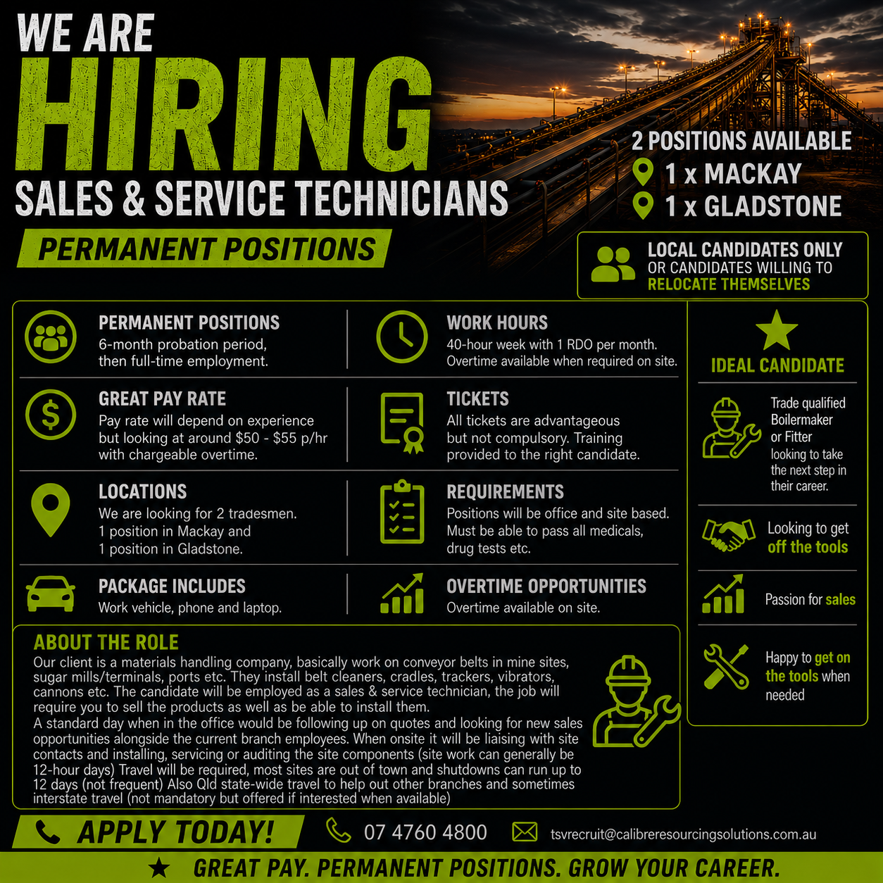 Sales & Service Technician (Permanent) - Mackay & Gladstone
