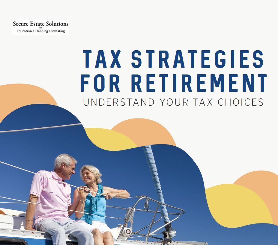Retired couple on a sailboat with text “Tax Strategies for Retirement” and “Understand Your Tax Choices”