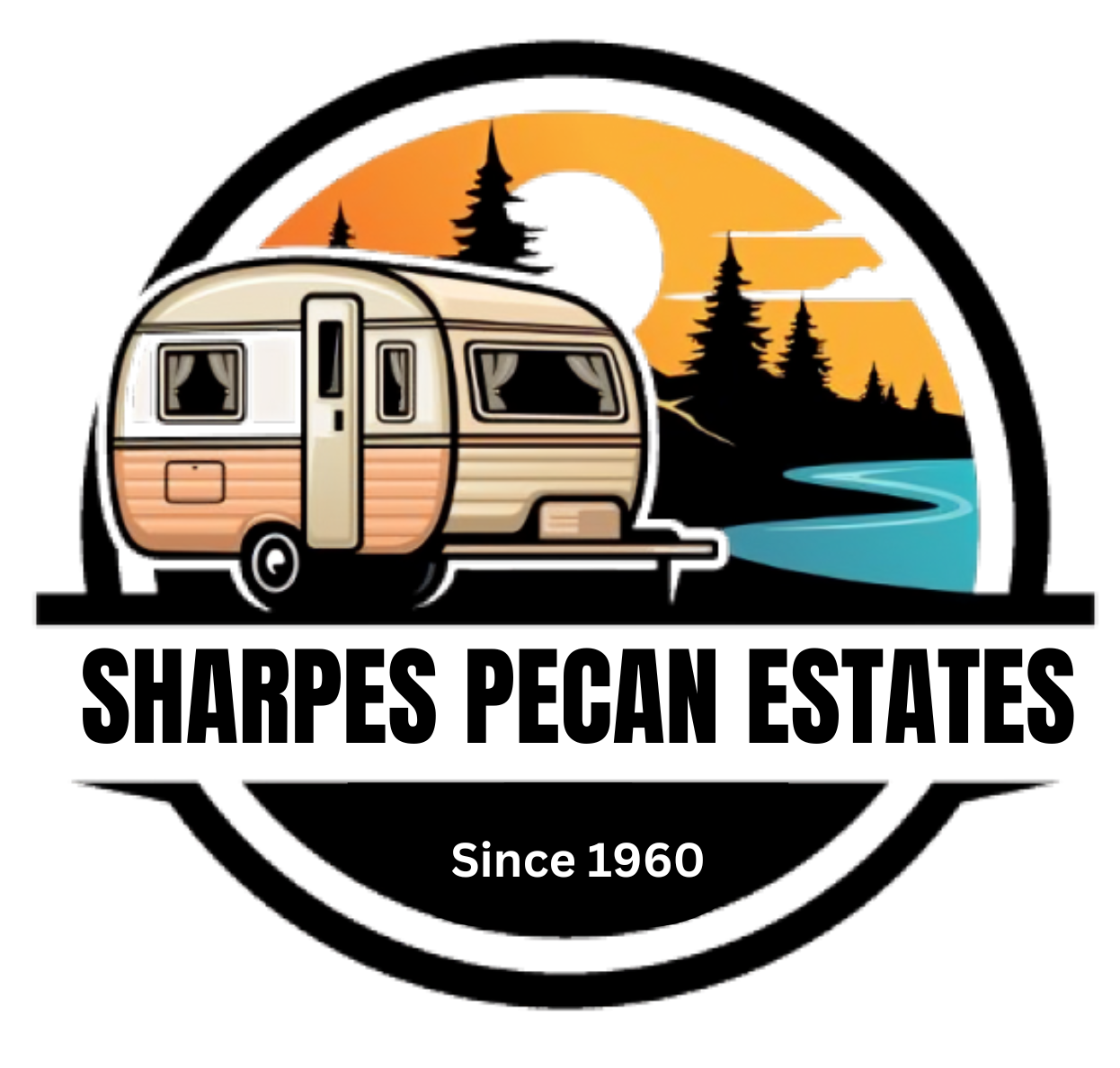 A logo for sharpes pecan estates since 1960