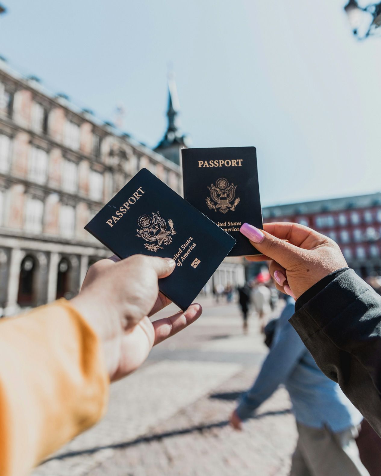 Two blue passports from the united states of america