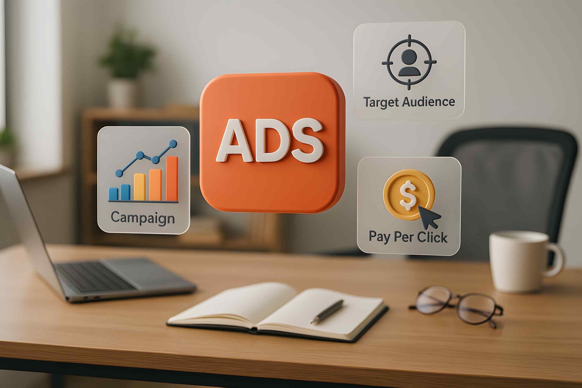 Displays Google Ad features and other pay-per-click ads.