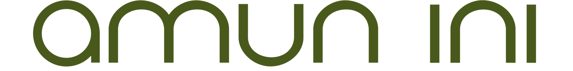 Green “amun ini” logo in lowercase with a stylized loop above the text