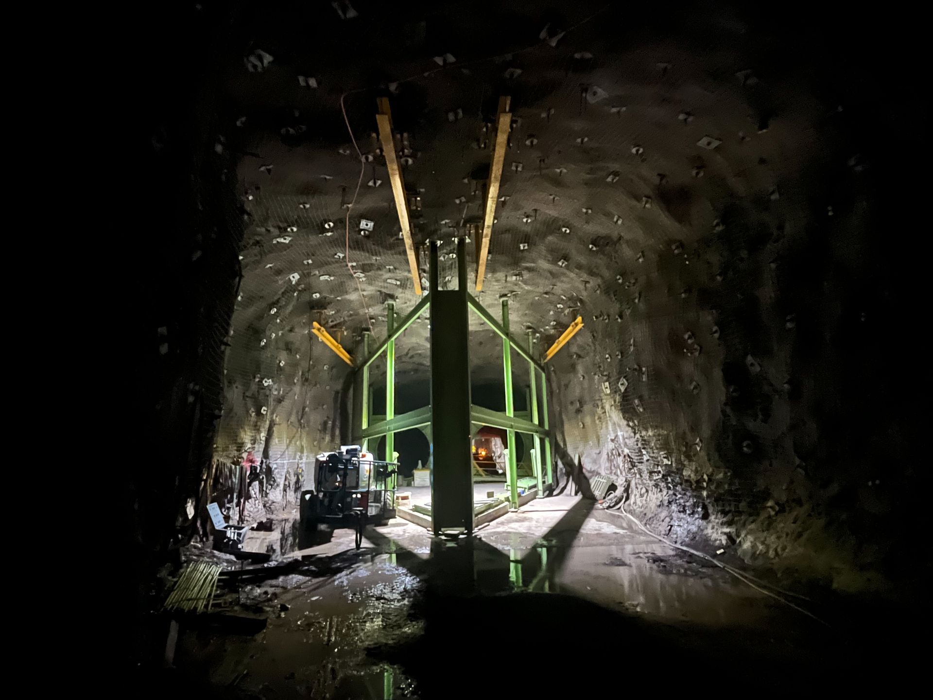 Underground Tunnel With a Green Metal Support Structure — Vent Doors Australia in Bohle, QLD