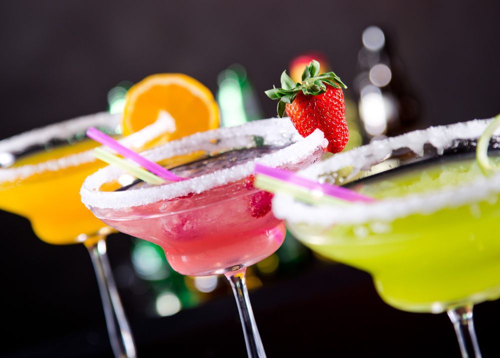A Row Of Colourful Cocktails With Strawberries On Top — Pacific Palms Bowling Club In Smiths Lake, NSW