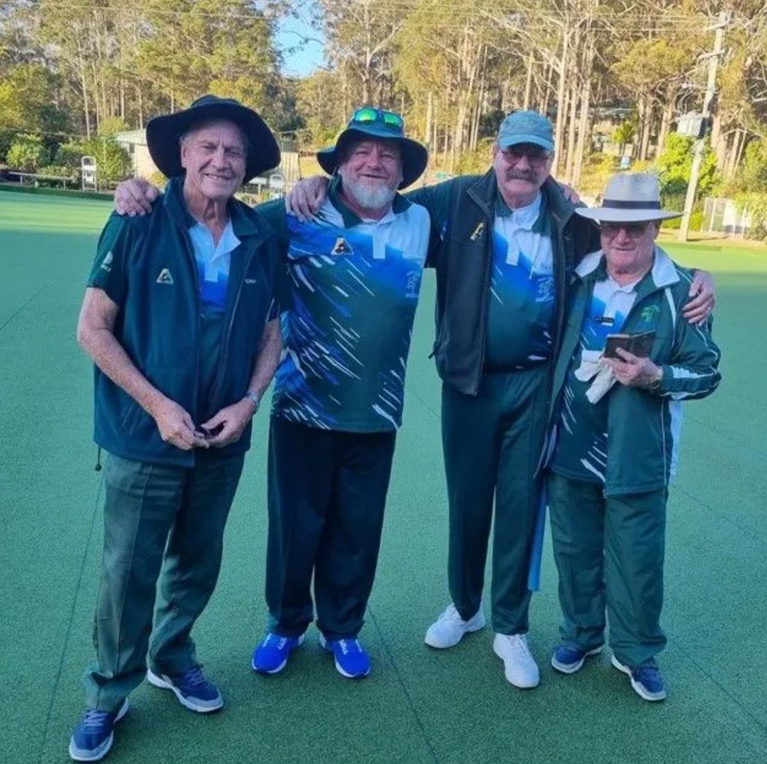 A Group Of Men Are Posing For A Picture Together — Pacific Palms Bowling Club In Smiths Lake, NSW